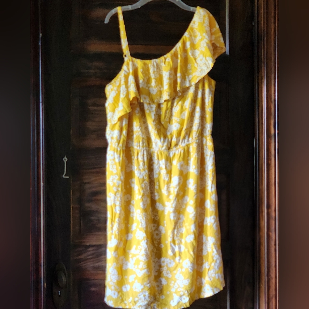 Old Navy Yellow Floral One Shoulder Ruffled Sundress Plus Sz 2x - Picture 5 of 13